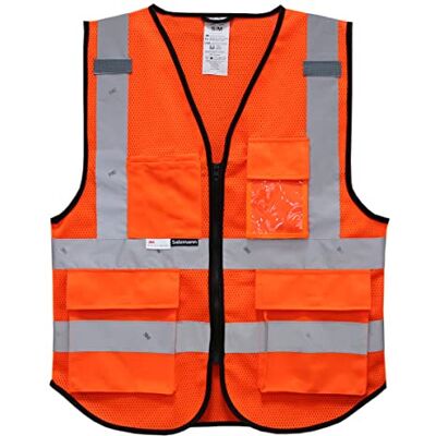 Salzmann 3M Veiligheidsvest, reflecterend vest met hoge zichtbaarheid met meerdere zakken, gemaakt van reflecterend 3M-materiaal 4XL Salzmann 3M Veiligheidsvest, reflecterend vest met hoge zichtbaarheid met meerdere zakken, gemaakt van reflecterend 3M-materiaal 4XL