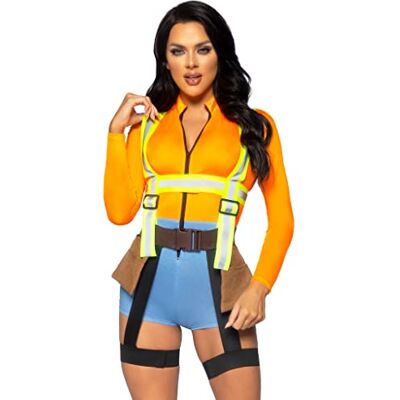 Leg Avenue Construction Worker Romper carnavalskostuum voor dames, XS (meerkleurig) Leg Avenue Construction Worker Romper carnavalskostuum voor dames, XS (meerkleurig)