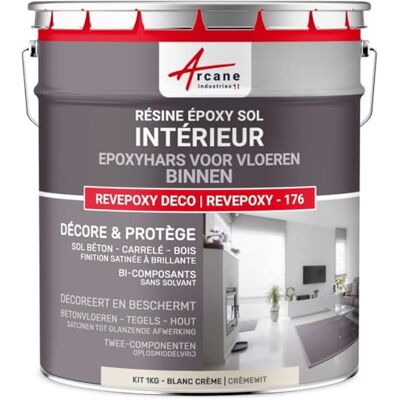 ARCANE INDUSTRIES Peinture sol, résine epoxy, peinture pour sol,salon, cuisine, salle de bains Effet miroir : Revepoxy deco-1 kg (jusqu'à 5 m² en 2 couches) Blanc Crème RAL 9001- ARCANE INDUSTRIES Peinture sol, résine epoxy, peinture pour sol,salon, cuisine, salle de bains Effet miroir : Revepoxy deco-1 kg (jusqu'à 5 m² en 2 couches) Blanc Crème RAL 9001-