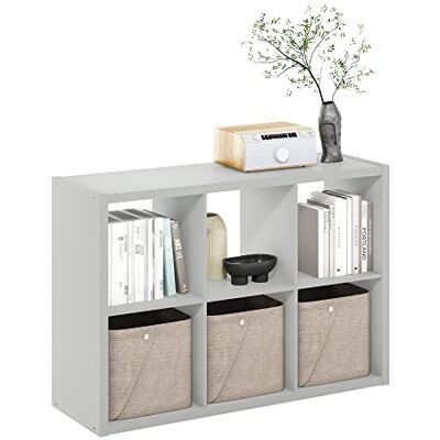 Furinno Decoratieve opbergkubus met open rug, 6 kubussen, lichtgrijs Furinno Decoratieve opbergkubus met open rug, 6 kubussen, lichtgrijs