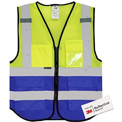 Salzmann 3M Veiligheidsvest van luchtdoorlatend mesh-weefsel, reflecterend vest met hoge zichtbaarheid met meerdere zakken, gemaakt van 3M reflecterend materiaal XXL-3XL Salzmann 3M Veiligheidsvest van luchtdoorlatend mesh-weefsel, reflecterend vest met hoge zichtbaarheid met meerdere zakken, gemaakt van 3M reflecterend materiaal XXL-3XL