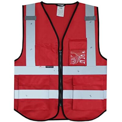 Salzmann 3M Veiligheidsvest, reflecterend vest met hoge zichtbaarheid met meerdere zakken, gemaakt van reflecterend 3M-materiaal L-XL Salzmann 3M Veiligheidsvest, reflecterend vest met hoge zichtbaarheid met meerdere zakken, gemaakt van reflecterend 3M-materiaal L-XL