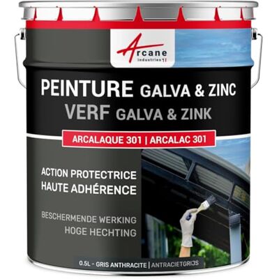 ARCANE INDUSTRIES Galva- en zinkverf, dakgoten, 0,5 l, antracietgrijs, RAL 7016 ARCANE INDUSTRIES Galva- en zinkverf, dakgoten, 0,5 l, antracietgrijs, RAL 7016