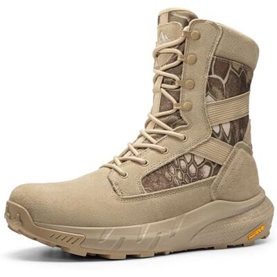 NORTIV 8 Tactische militaire werklaarzen voor heren, ademend, met ritssluiting aan de zijkant, van licht, leer, wandelschoenen, motorschoenen, gevechtslaarzen, Camouflage 44 EU NORTIV 8 Tactische militaire werklaarzen voor heren, ademend, met ritssluiting aan de zijkant, van licht, leer, wandelschoenen, motorschoenen, gevechtslaarzen, Camouflage 44 EU