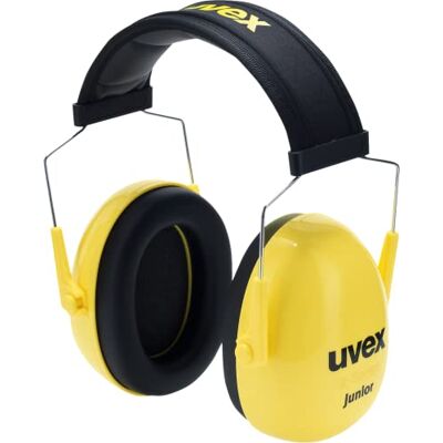 Uvex K Junior Lichte gevoerde hoofdtelefoon voor kinderen, met lengteverstelling SNR 28 dB, zwart/geel Uvex K Junior Lichte gevoerde hoofdtelefoon voor kinderen, met lengteverstelling SNR 28 dB, zwart/geel
