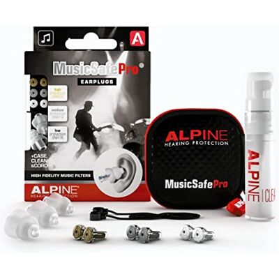 Alpine MusicSafe Pro Muziek oordopjes: gehoorbescherming voor muzikanten, 3 sets verwisselbare filters, hypoallergeen en herbruikbaar, transparante oordopjes Alpine MusicSafe Pro Muziek oordopjes: gehoorbescherming voor muzikanten, 3 sets verwisselbare filters, hypoallergeen en herbruikbaar, transparante oordopjes