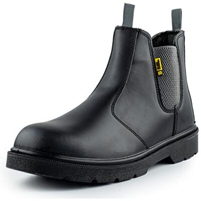 Black Hammer Chelsea Veiligheidslaarzen voor heren, werkschoenen, leer, lichte laarzen met stalen neus, S3, SRC, 1600, zwart, zwart., 46 EU 46 EU Black Hammer Chelsea Veiligheidslaarzen voor heren, werkschoenen, leer, lichte laarzen met stalen neus, S3, SRC, 1600, zwart, zwart., 46 EU 46 EU