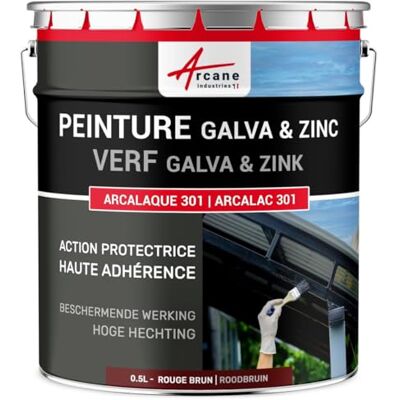 ARCANE INDUSTRIES Galvanische en zinkverf, dak, dakgoot, 0,5 l, rood-bruin, Ral 3011 ARCANE INDUSTRIES Galvanische en zinkverf, dak, dakgoot, 0,5 l, rood-bruin, Ral 3011