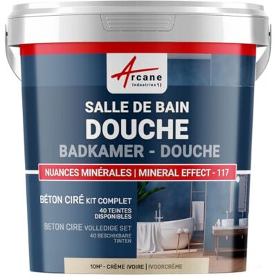 ARCANE INDUSTRIES gewaxt beton, badkamer, Italiaanse douche, waterpartij, kit, beton, was, badkamer, Italiaanse douche-10 m² (in 2 lagen) Crème Ivoor ARCANE INDUSTRIES gewaxt beton, badkamer, Italiaanse douche, waterpartij, kit, beton, was, badkamer, Italiaanse douche-10 m² (in 2 lagen) Crème Ivoor