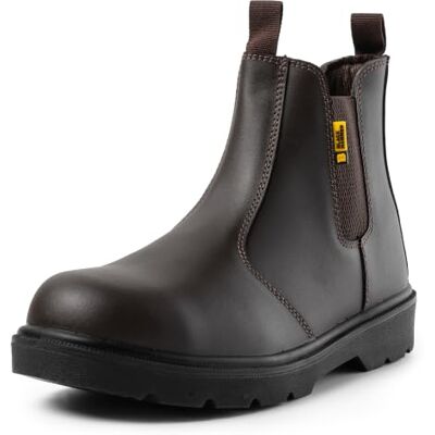 Black Hammer Veiligheidslaarzen voor heren, Chelsea, werkschoenen, leer, lichte laarzen met stalen neus, S3 SRC 1600, zwart, Bruin, 48 EU 48 EU Black Hammer Veiligheidslaarzen voor heren, Chelsea, werkschoenen, leer, lichte laarzen met stalen neus, S3 SRC 1600, zwart, Bruin, 48 EU 48 EU