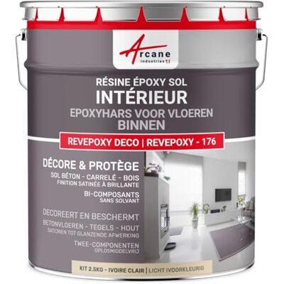 ARCANE INDUSTRIES Peinture sol, résine epoxy, peinture pour sol,salon, cuisine, salle de bains Effet miroir : Revepoxy deco-2.5 kg (jusqu'à 12.5 m² en 2 couches) Ivoire Clair RAL 1015- ARCANE INDUSTRIES Peinture sol, résine epoxy, peinture pour sol,salon, cuisine, salle de bains Effet miroir : Revepoxy deco-2.5 kg (jusqu'à 12.5 m² en 2 couches) Ivoire Clair RAL 1015-