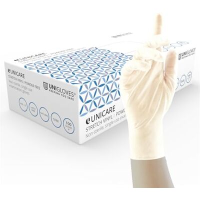 UNIGLOVES UCSV1202 Vinylhandschoenen, poedervrij, maat S, 100 stuks UNIGLOVES UCSV1202 Vinylhandschoenen, poedervrij, maat S, 100 stuks
