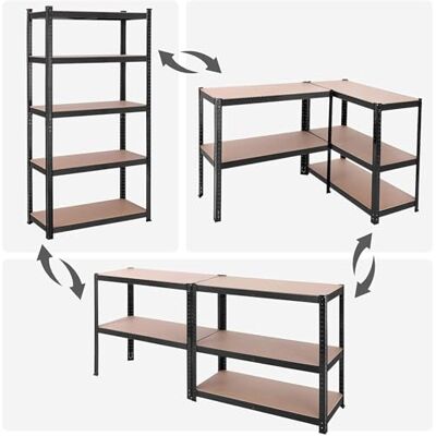 KARAT Planken voor zware lasten, steekplanken voor kelder, werkplaatsrek, garage, magazijn, 5 verstelbare planken, zwart, 150 x 75 x 30 cm KARAT Planken voor zware lasten, steekplanken voor kelder, werkplaatsrek, garage, magazijn, 5 verstelbare planken, zwart, 150 x 75 x 30 cm