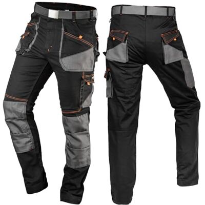 NEO TOOLS HD Slim werkbroek, robuuste en moderne stretchwerkbroek met kniebeschermers, reflecterende zones, Oxford-versterkingen en katoenen riem, voor professionals L NEO TOOLS HD Slim werkbroek, robuuste en moderne stretchwerkbroek met kniebeschermers, reflecterende zones, Oxford-versterkingen en katoenen riem, voor professionals L