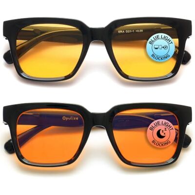 OPULIZE ERA Outdoor and Sleep Pack Antiblauwlichtbril, gepolariseerde gele en oranje glazen, anti-reflectie en anti-reflectie voor nachtritten, UV400-bescherming, oversized montuur 1mm OPULIZE ERA Outdoor and Sleep Pack Antiblauwlichtbril, gepolariseerde gele en oranje glazen, anti-reflectie en anti-reflectie voor nachtritten, UV400-bescherming, oversized montuur 1mm