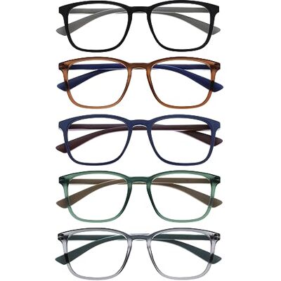 OPULIZE MAX uniseks rustbril (1 stuk), zwart, bruin, blauw, groen, grijs, 5 paar Taille unique OPULIZE MAX uniseks rustbril (1 stuk), zwart, bruin, blauw, groen, grijs, 5 paar Taille unique