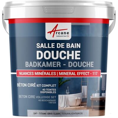 ARCANE INDUSTRIES gewaxt beton, badkamer, Italiaanse douche, waterpartij, kit, beton, was, badkamer, Italiaanse douche-5 m² (in 2 lagen) Titanium Lichtgrijs- ARCANE INDUSTRIES gewaxt beton, badkamer, Italiaanse douche, waterpartij, kit, beton, was, badkamer, Italiaanse douche-5 m² (in 2 lagen) Titanium Lichtgrijs-
