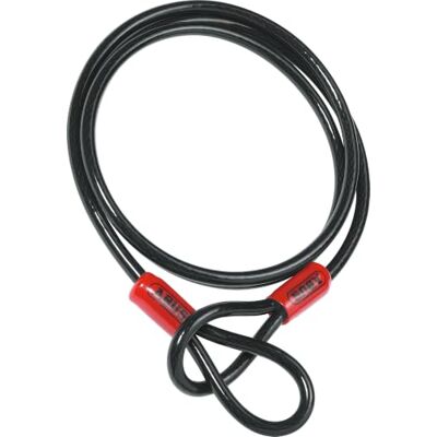 ABUS Luskabel Cobra, 10 mm, zwart, 220 cm Gespkabel met 10 mm staal, twee lusuiteinden, kunststof ommanteling ter bescherming van de lak ABUS Luskabel Cobra, 10 mm, zwart, 220 cm Gespkabel met 10 mm staal, twee lusuiteinden, kunststof ommanteling ter bescherming van de lak