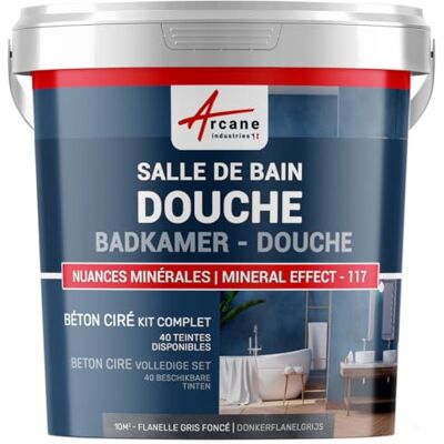 ARCANE INDUSTRIES Gewaxt beton, badkamer, Italiaanse douche, waterruimte, kit, beton, was, badkamer, Italiaanse douche, 10 m² (in 2 lagen), flanel, donkergrijs ARCANE INDUSTRIES Gewaxt beton, badkamer, Italiaanse douche, waterruimte, kit, beton, was, badkamer, Italiaanse douche, 10 m² (in 2 lagen), flanel, donkergrijs