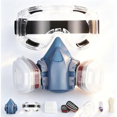 CERKAKITCH Volledig herbruikbaar ademmasker voor het gezicht, stofdicht gasmasker voor schilderen, spuiten, slijpen, houtbewerking, chemicaliën, doe-het-zelf (RM66) CERKAKITCH Volledig herbruikbaar ademmasker voor het gezicht, stofdicht gasmasker voor schilderen, spuiten, slijpen, houtbewerking, chemicaliën, doe-het-zelf (RM66)