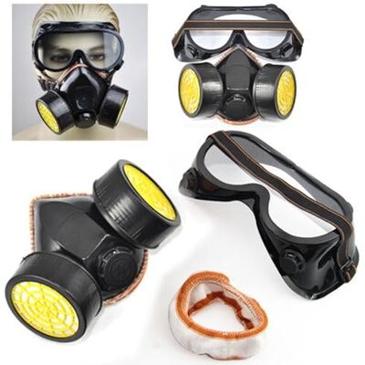 SATKIT Ademhalingsmasker met dubbele actieve koolpatroon met geïntegreerde bril, gasbescherming, dampen, schilderen, lassen SATKIT Ademhalingsmasker met dubbele actieve koolpatroon met geïntegreerde bril, gasbescherming, dampen, schilderen, lassen
