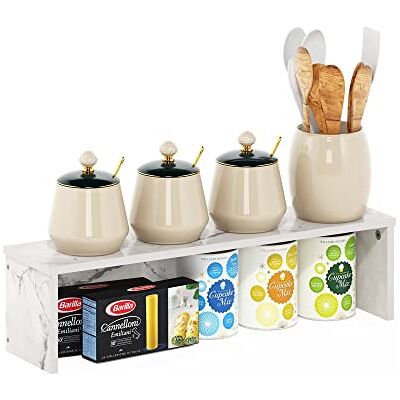 Furinno HELENA Keukenaanrechtorganizer, 58,4 cm, stapelbaar, kruidenrek voor keuken, voorraadkast, koffie, wit marmer Furinno HELENA Keukenaanrechtorganizer, 58,4 cm, stapelbaar, kruidenrek voor keuken, voorraadkast, koffie, wit marmer