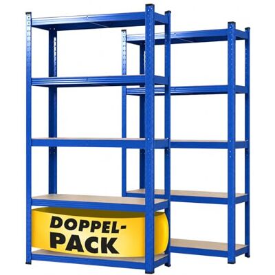 Floordirekt Set van 2 rekken voor zware lasten, blauw, 200 x 120 x 60 cm, kelderrek, magazijn, werkplaats, werkbank, 5 verstelbare planken (Lakota) Floordirekt Set van 2 rekken voor zware lasten, blauw, 200 x 120 x 60 cm, kelderrek, magazijn, werkplaats, werkbank, 5 verstelbare planken (Lakota)