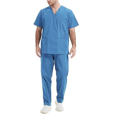 MISEMIYA Uniformset, uniseks, blouse, medisch uniform met bovendeel en broek – Ref.6801-6802, Hemelsblauw, XS XS MISEMIYA Uniformset, uniseks, blouse, medisch uniform met bovendeel en broek – Ref.6801-6802, Hemelsblauw, XS XS
