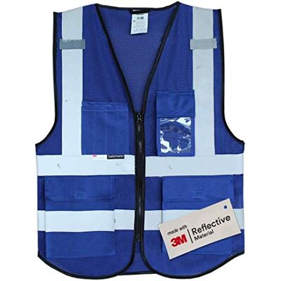 Salzmann 3M Veiligheidsvest, reflecterend vest met hoge zichtbaarheid met meerdere zakken, gemaakt van reflecterend 3M-materiaal S-M Salzmann 3M Veiligheidsvest, reflecterend vest met hoge zichtbaarheid met meerdere zakken, gemaakt van reflecterend 3M-materiaal S-M