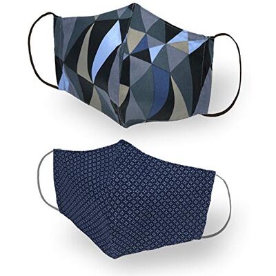 Kanguru Green Mask/masker, 2 stuks, 100% katoen, 2 lagen, wasbaar, herbruikbaar, voor volwassenen en heren, blauw Kanguru Green Mask/masker, 2 stuks, 100% katoen, 2 lagen, wasbaar, herbruikbaar, voor volwassenen en heren, blauw
