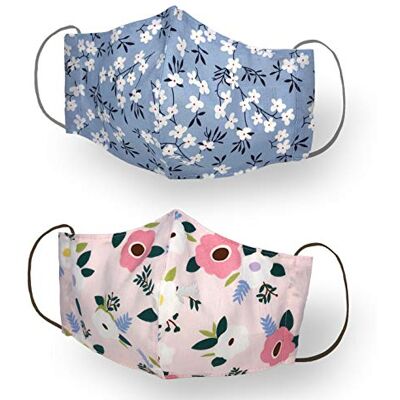 Kanguru Green Mask/gezichtsmasker, 2-delig, 100% katoen, 2-laags, wasbaar, herbruikbaar voor volwassenen Kanguru Green Mask/gezichtsmasker, 2-delig, 100% katoen, 2-laags, wasbaar, herbruikbaar voor volwassenen
