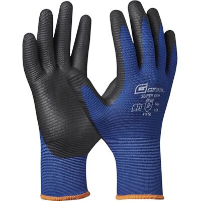 Gebol Super Grip 1 paar werkhandschoenen voor heren, met nitril coating, antislip montagehandschoenen voor nat en geolied werk, naadloos en ademend, maat L (maat 9 Gebol Super Grip 1 paar werkhandschoenen voor heren, met nitril coating, antislip montagehandschoenen voor nat en geolied werk, naadloos en ademend, maat L (maat 9