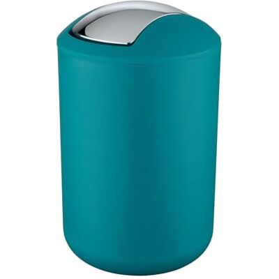 WENKO Kleine afvalemmer voor badkamer, schommeldeksel, Brasil L, 6,5 l, turkoois, Ø 19,5 x 31 cm WENKO Kleine afvalemmer voor badkamer, schommeldeksel, Brasil L, 6,5 l, turkoois, Ø 19,5 x 31 cm