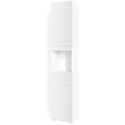 Vicco Badkamermeubel "Fredd", hoogglans wit, 36,4 x 190,5 cm, om aan de muur te hangen met twee verstelbare binnenplanken Vicco Badkamermeubel "Fredd", hoogglans wit, 36,4 x 190,5 cm, om aan de muur te hangen met twee verstelbare binnenplanken