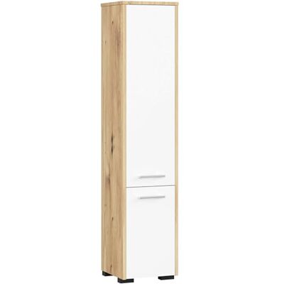 AKORD Hoge badkamerkast, 30 x 140 x 30 cm, 25 kg, FIN 2D met 2 deuren (boven en onder), wandmontage mogelijk (ambachtelijk eiken, wit) AKORD Hoge badkamerkast, 30 x 140 x 30 cm, 25 kg, FIN 2D met 2 deuren (boven en onder), wandmontage mogelijk (ambachtelijk eiken, wit)