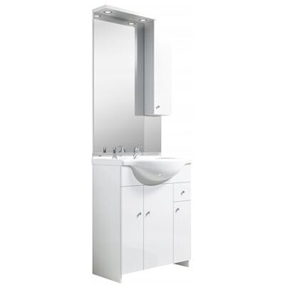 Deftrans Domodomo Badkamermeubel met wastafel en spiegel, wit, 105 cm, wastafelonderkast 80 x 80 x 48 cm, wastafelset van keramiek, badkamermeubelset Deftrans Domodomo Badkamermeubel met wastafel en spiegel, wit, 105 cm, wastafelonderkast 80 x 80 x 48 cm, wastafelset van keramiek, badkamermeubelset