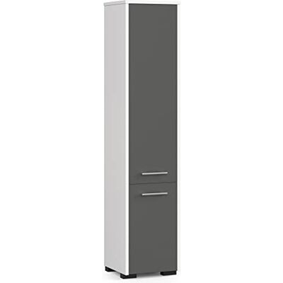 AKORD Hoge badkamerkast, 30 x 140 x 30 cm, 25 kg, FIN 2D met 2 deuren (boven en onder), wit, grafietgrijs AKORD Hoge badkamerkast, 30 x 140 x 30 cm, 25 kg, FIN 2D met 2 deuren (boven en onder), wit, grafietgrijs