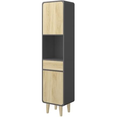 Vicco Badkamermeubel "Arla", antraciet/eiken, 40 x 161 cm Geschikt voor het opbergen van badkameraccessoires en handdoeken Vicco Badkamermeubel "Arla", antraciet/eiken, 40 x 161 cm Geschikt voor het opbergen van badkameraccessoires en handdoeken