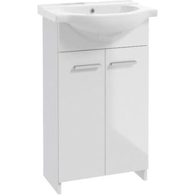 Deftrans Domodomo Badkamerkast met wastafel, 85 x 45 x 26 cm, wit, keramiek, vrijstaande kast voor kleine badkamer Deftrans Domodomo Badkamerkast met wastafel, 85 x 45 x 26 cm, wit, keramiek, vrijstaande kast voor kleine badkamer
