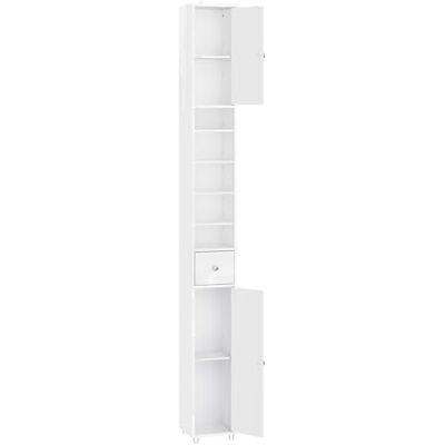 SoBuy Badkamermeubel, opbergkast, smalle opbergkast, 1 lade, 2 deuren en 5 open vakken, verstelbare planken, glanzend wit, 20 x 20 x 180 cm, BZR167-GW SoBuy Badkamermeubel, opbergkast, smalle opbergkast, 1 lade, 2 deuren en 5 open vakken, verstelbare planken, glanzend wit, 20 x 20 x 180 cm, BZR167-GW