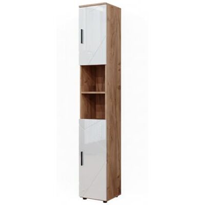 Vicco Badkamermeubel "Irma", glanzend wit/gouden eiken, 30 x 192 cm Met deuren en open vakken, voor het opbergen van badkameraccessoires en compatibel met de Irma-serie Vicco Badkamermeubel "Irma", glanzend wit/gouden eiken, 30 x 192 cm Met deuren en open vakken, voor het opbergen van badkameraccessoires en compatibel met de Irma-serie