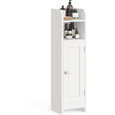 VASAGLE Badkamermeubel, toiletkast, dunne kast, hoge opbergkast, verstelbare planken, ruimtebesparend, eenvoudige montage, wit BBC310W01 VASAGLE Badkamermeubel, toiletkast, dunne kast, hoge opbergkast, verstelbare planken, ruimtebesparend, eenvoudige montage, wit BBC310W01