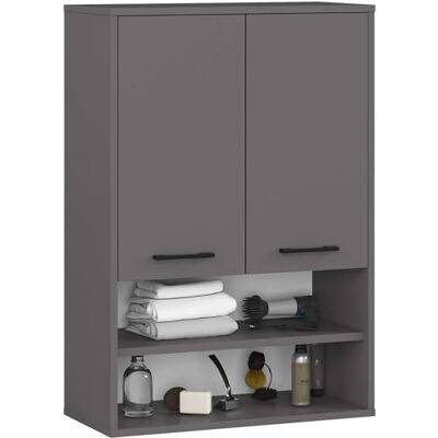 AKORD Badkamerkast, dun, 64 cm, 2 deuren, 2 legplanken, 2 open vakken (b x h x d), 64 x 94 x 30 cm, met legplanken, gewicht 8,10 kg, grafietgrijs en grafietgrijs AKORD Badkamerkast, dun, 64 cm, 2 deuren, 2 legplanken, 2 open vakken (b x h x d), 64 x 94 x 30 cm, met legplanken, gewicht 8,10 kg, grafietgrijs en grafietgrijs