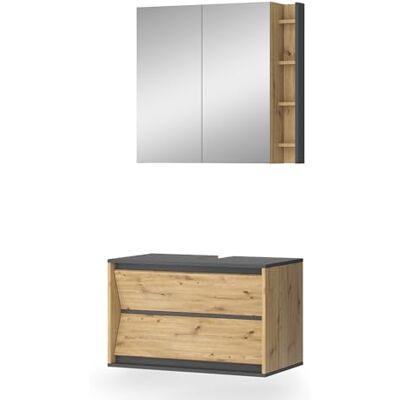 Vicco Badkamermeubel "Edelin", antraciet/ambachtelijk, 80 cm Vicco Badkamermeubel "Edelin", antraciet/ambachtelijk, 80 cm