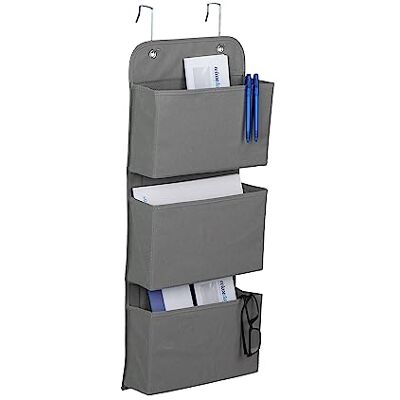 Relaxdays Hangende organizer, 3 vakken, deur, muur, hangrek, h x b x d: 75 x 31 x 10 cm, badkamer, grijs Relaxdays Hangende organizer, 3 vakken, deur, muur, hangrek, h x b x d: 75 x 31 x 10 cm, badkamer, grijs