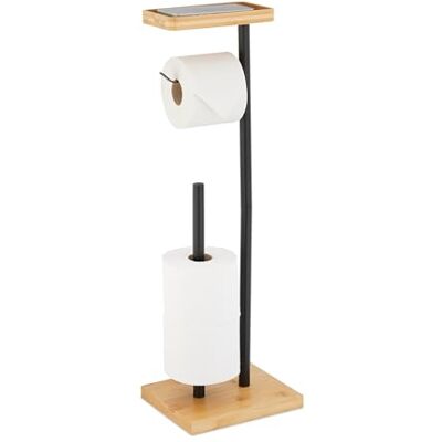 Relaxdays houder voor je toiletpapier, zwart en naturel bamboe en metaal, 66,5 x 31 x 17 cm, voor de badkamer Relaxdays houder voor je toiletpapier, zwart en naturel bamboe en metaal, 66,5 x 31 x 17 cm, voor de badkamer