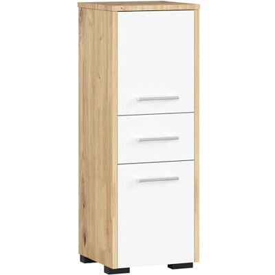 AKORD Badkamerkast, FIN 85 2D1SZ, 2 deuren, 1 lade, 30 x 85 x 30 cm (b x h x d), gewicht 25 kg, ook te gebruiken als hangkast voor wandmontage (eiken) AKORD Badkamerkast, FIN 85 2D1SZ, 2 deuren, 1 lade, 30 x 85 x 30 cm (b x h x d), gewicht 25 kg, ook te gebruiken als hangkast voor wandmontage (eiken)