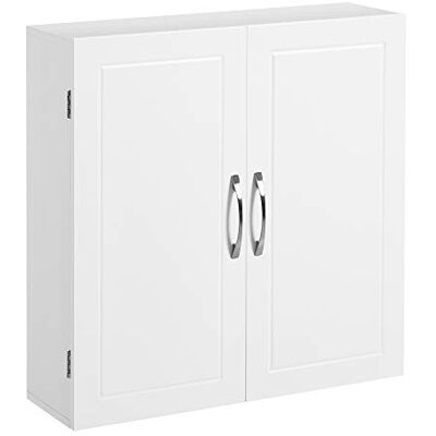 VASAGLE badkamermeubel, wandkast, opbergkast met 2 deuren, met 2 verstelbare plankniveaus, 60 x 18 x 60 cm, Scandinavische stijl, mat wit BBC320W01 Étagères Réglables, 60 x 18 x 60 cm, en MDF, pour Cuisine, Salon, Nuage Blanc, Collection SIREN BBC320W01 VASAGLE badkamermeubel, wandkast, opbergkast met 2 deuren, met 2 verstelbare plankniveaus, 60 x 18 x 60 cm, Scandinavische stijl, mat wit BBC320W01 Étagères Réglables, 60 x 18 x 60 cm, en MDF, pour Cuisine, Salon, Nuage Blanc, Collection SIREN BBC320W01