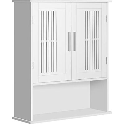 kleankin Hoge wandkast voor badkamer, verstelbare plank, dubbele deur en open plank, hangende opbergkast, 60 x 20 x 70 cm, wit kleankin Hoge wandkast voor badkamer, verstelbare plank, dubbele deur en open plank, hangende opbergkast, 60 x 20 x 70 cm, wit
