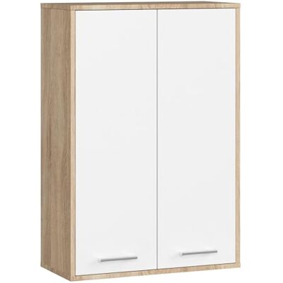 AKORD Badkamerhangkast, 64 cm, 2 deuren, 64 x 94 x 30 cm (b x h x d), met legplanken, 8,10 kg, Sonoma-eik, wit AKORD Badkamerhangkast, 64 cm, 2 deuren, 64 x 94 x 30 cm (b x h x d), met legplanken, 8,10 kg, Sonoma-eik, wit